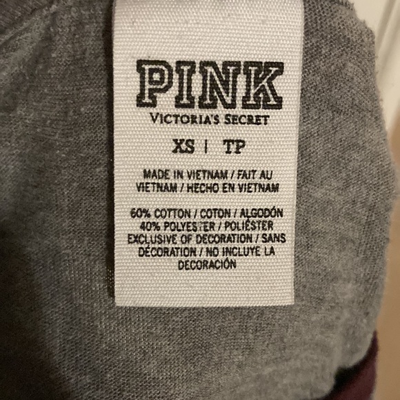 PINK Baseball T in Maroon and Grey - Picture 3 of 3